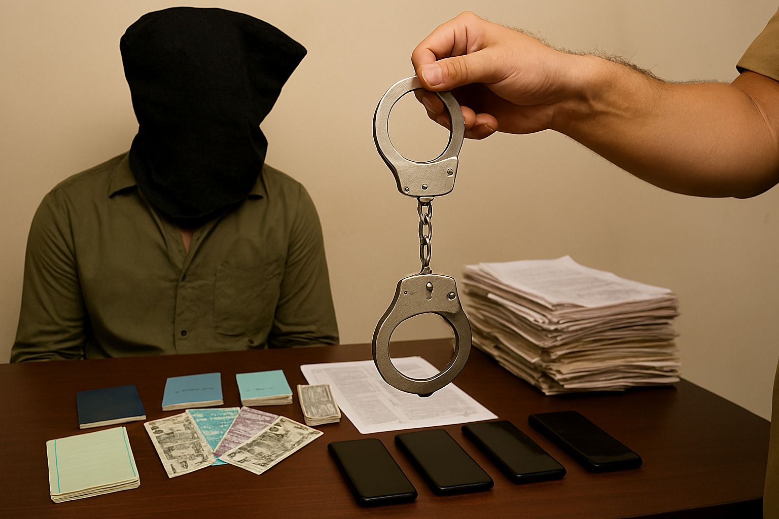 Arrested Person with Mask