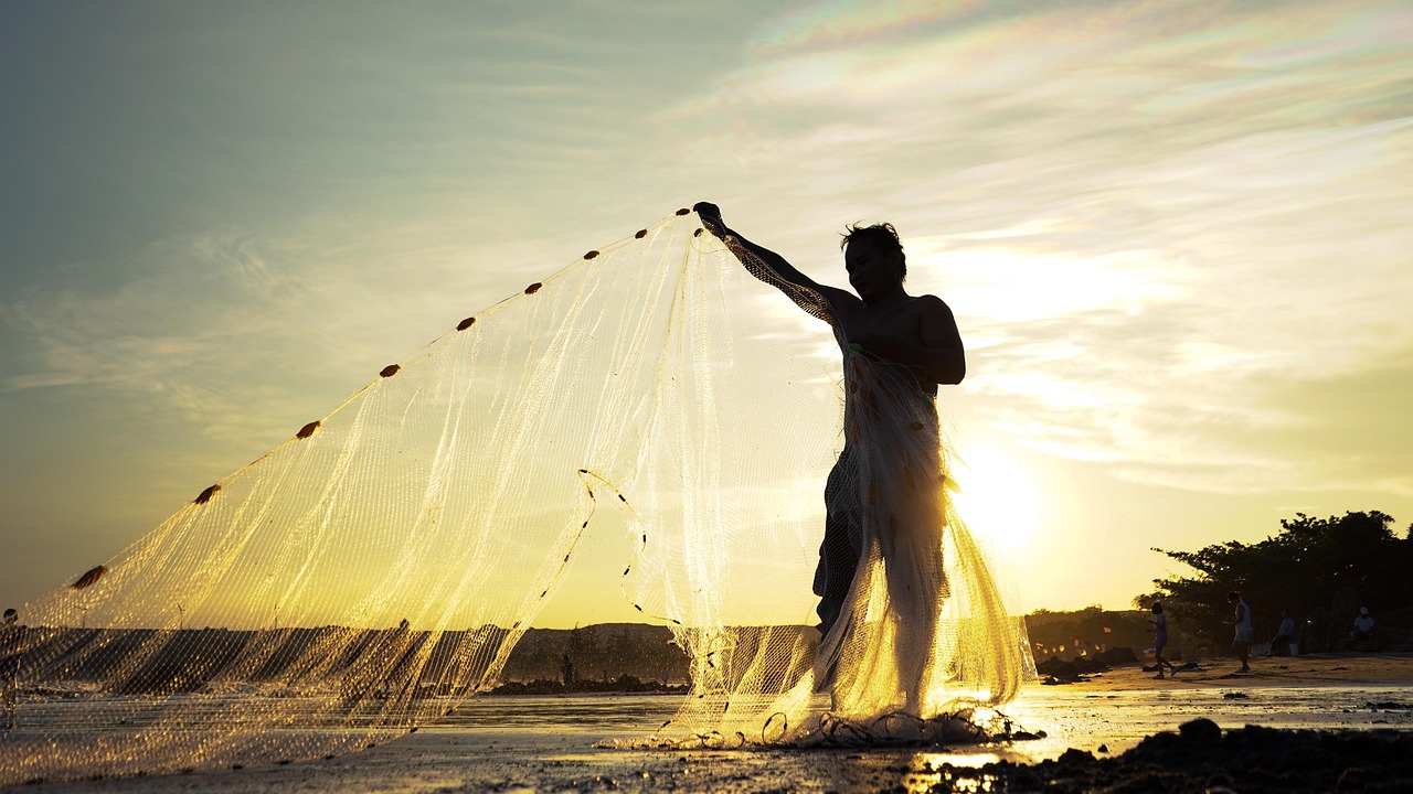 Fisherman with Net