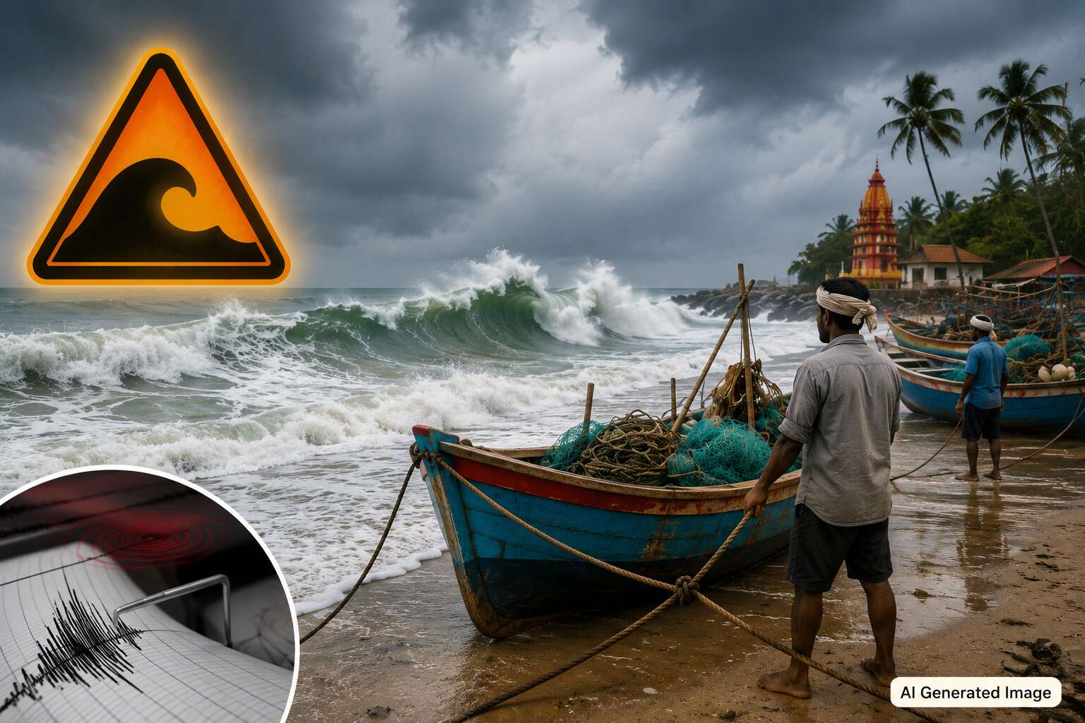 Hightide Tsunami ALert at coastline