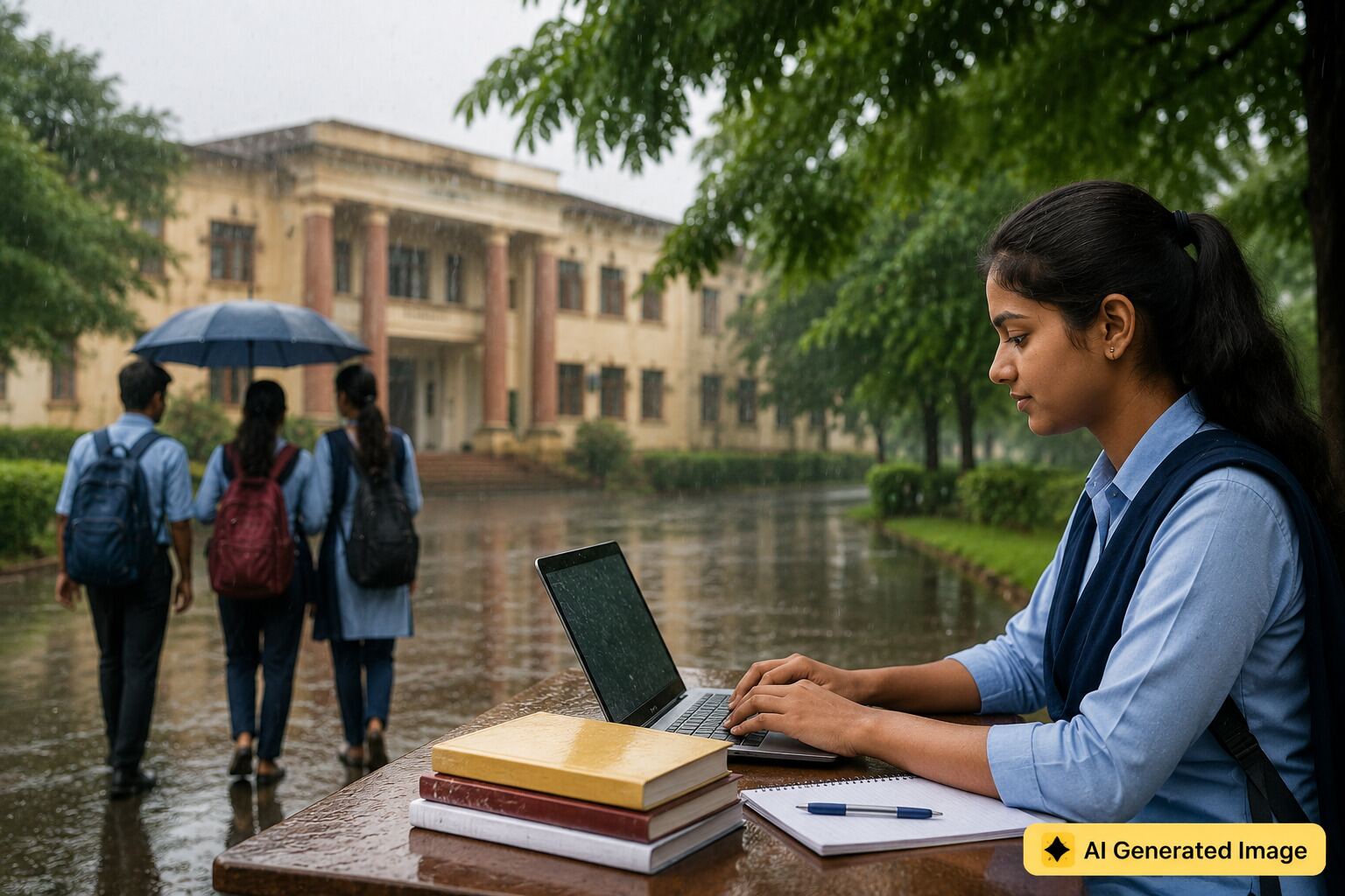 Students Girl using Laptop