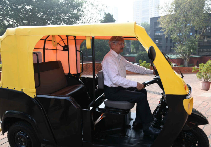 Subhash Desai Riding Rikshaw